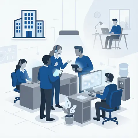 Service-Team bei der gemeinsamen Bearbeitung von Kundenanfragen